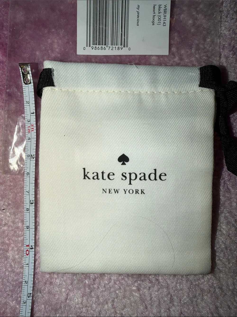 kate spade Black Wavy Heart-Outline Hoop Earrings with Dust Bag